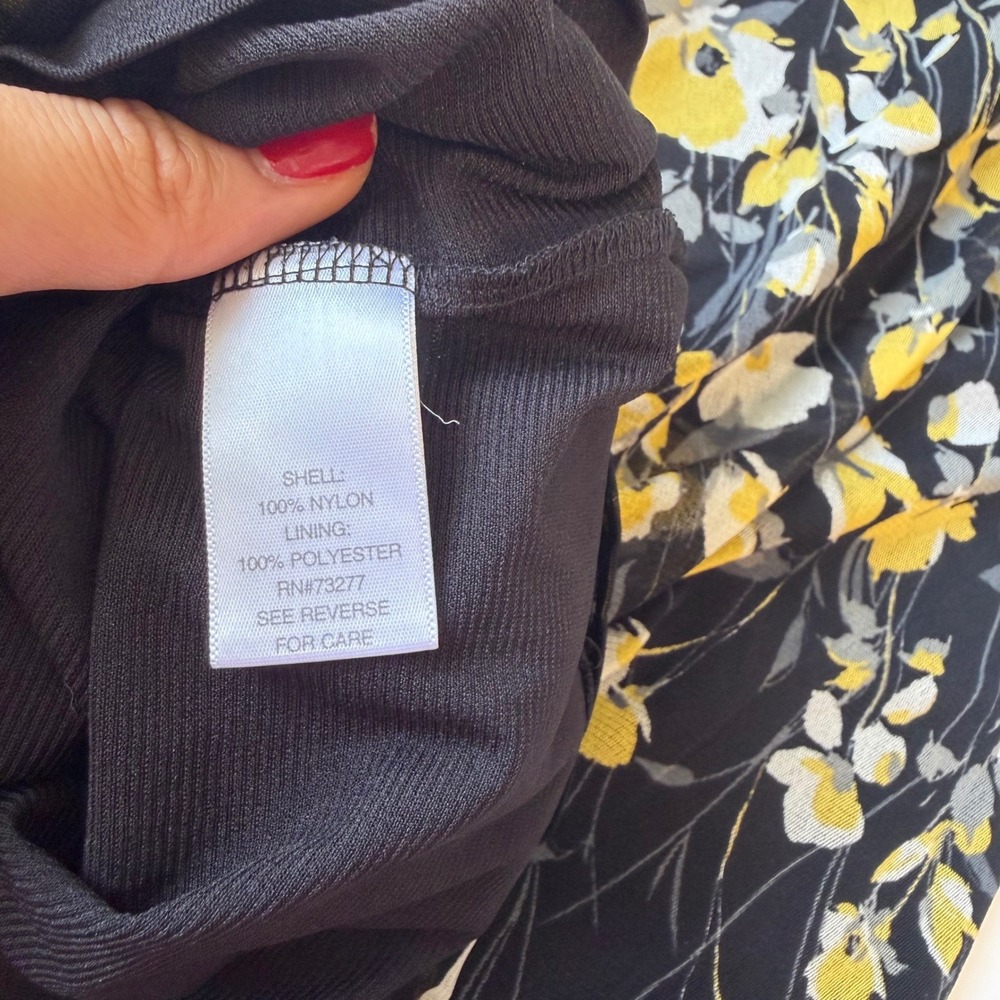 Apt 9 Floral Mesh Babydoll Top Black Yellow Y2K Whimsigoth Ruffle Cap Sleeve S - Picture 6 of 6